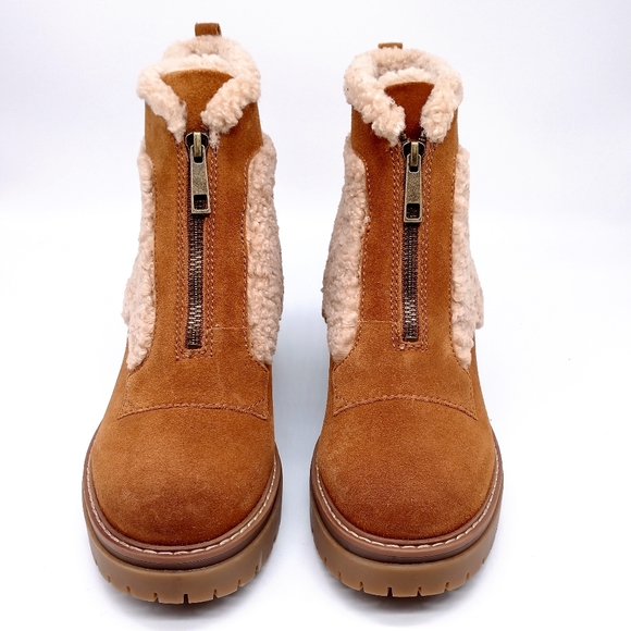 Naturalizer Jett Ankle Boots Brown Shearling Suede Winter Women's Size 9 - Picture 2 of 5